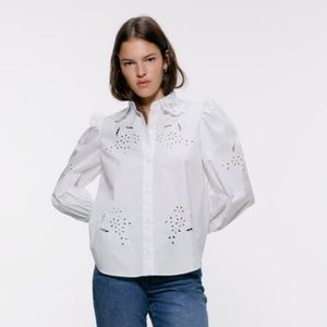 POPLIN SHIRT WITH EYELET EMBROIDERY